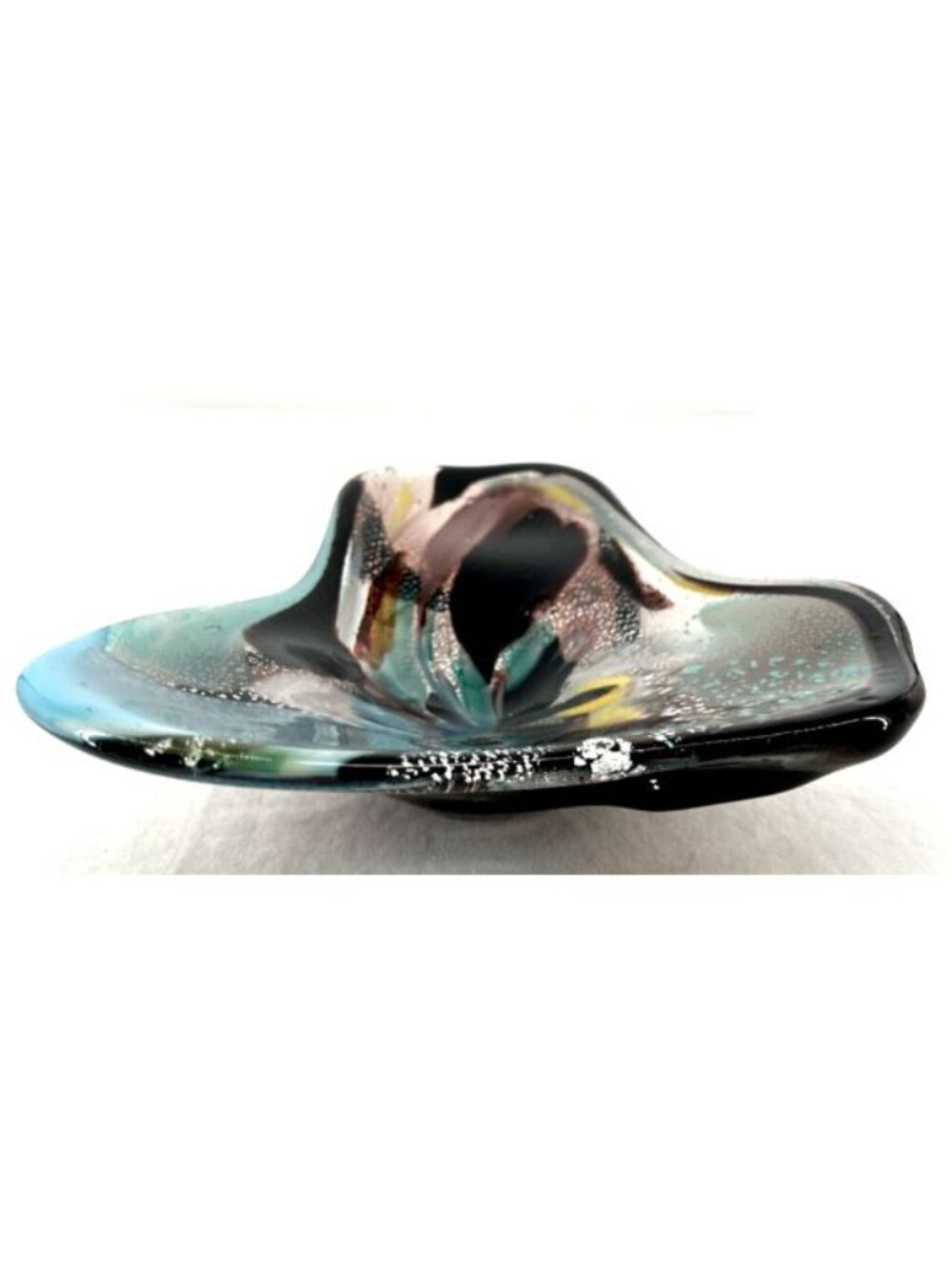 Murano Glass Bowl Freeform Multicolor 11" Art Glass Pottery Italy Vintage - Picture 2 of 6